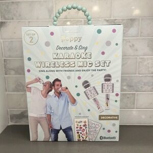 NEW XO Poppy SET OF 2 Karaoke Wireless Mic  Bluetooth Decorate, And Sing
